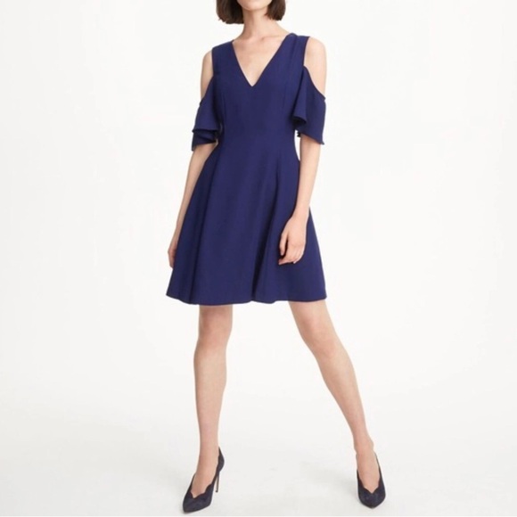 Club Monaco Blue Cold Shoulder Dress - Size 6 - Picture 1 of 6